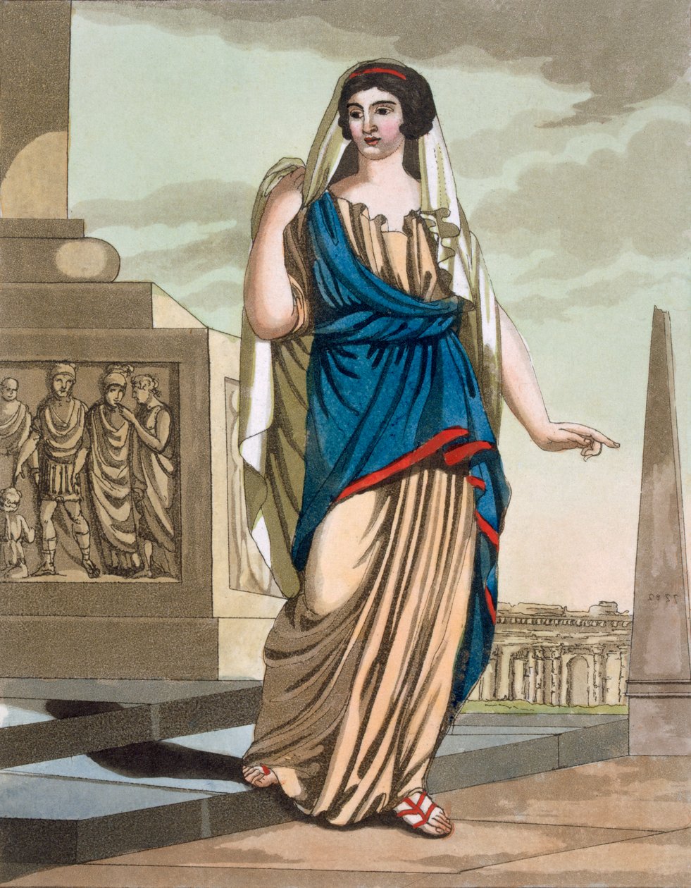 古罗马的女性公民，来自&39;L&39;Antique Rome&39;的作品集，由Labrousse，酒吧刻。 1796 作者 雅克·格拉塞德·圣索维尔