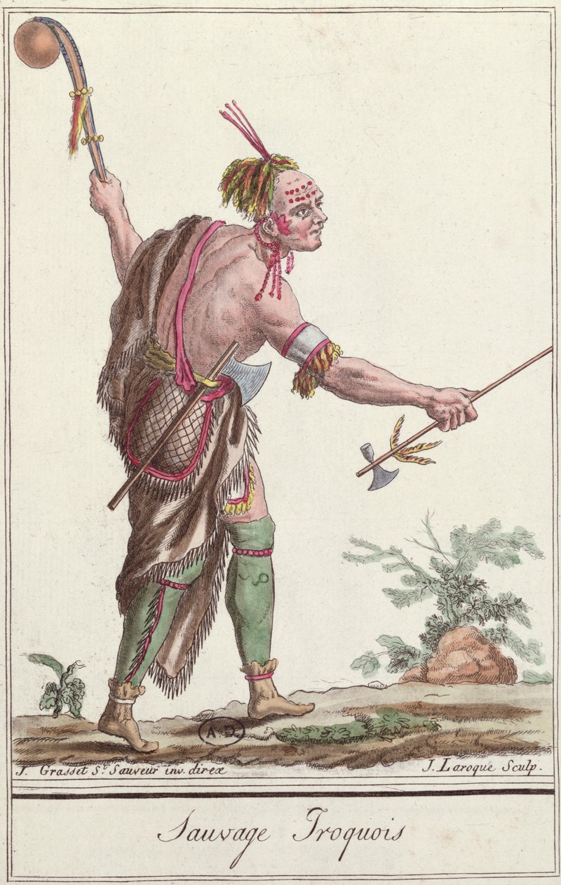 Iroquois Savage，来自&39;Encyclopedia of Travels&39;，由J. Laroque雕刻，1796年 作者 雅克·格拉塞德·圣索维尔