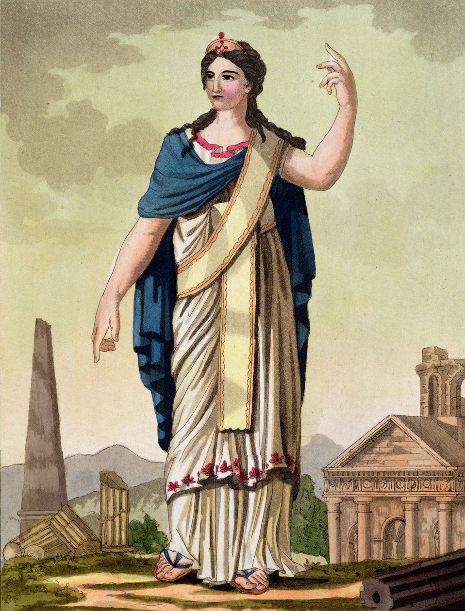来自&39;古罗马&39;的第26号贵族妇女，由拉布鲁斯雕刻，于1796年出版 作者 雅克·格拉塞德·圣索维尔