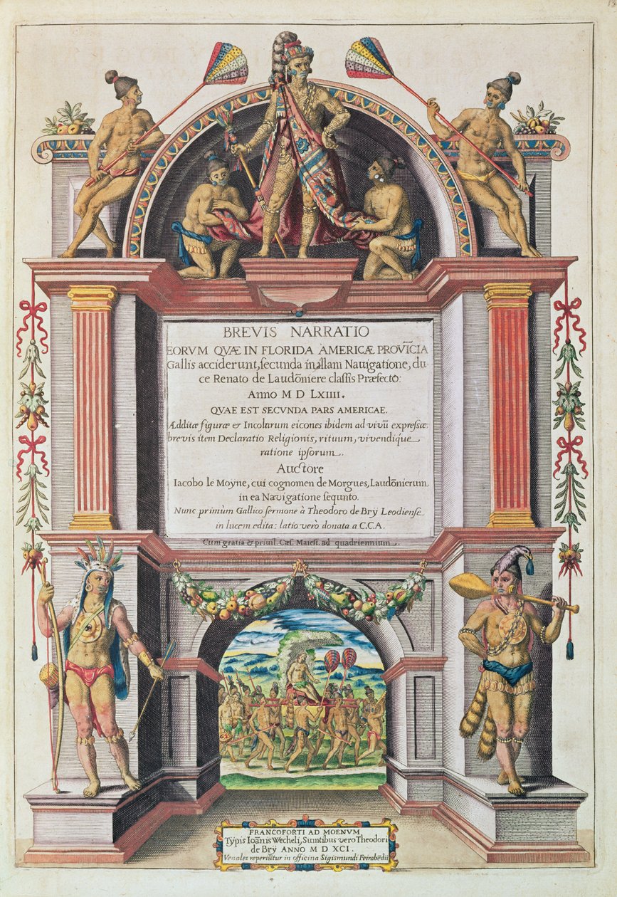 “The Brevis Narratio ..”的主题，由Theodore de Bry（1528-98）刻在法兰克福，1591年 作者 雅克·勒·摩恩（Jacques Le Moyne）