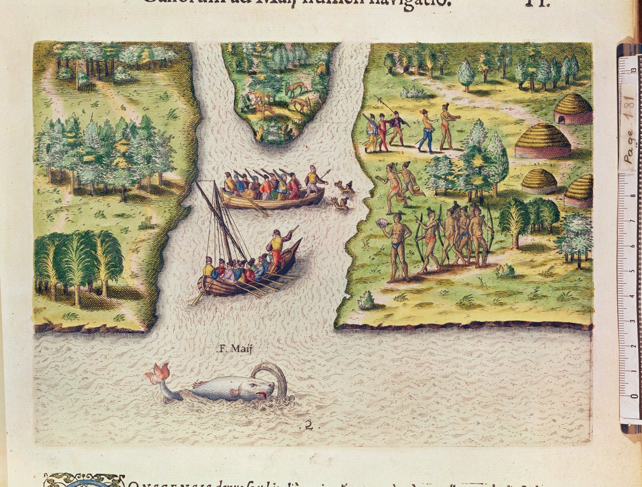 法国发现五月河，来自&39;Brevis Narratio ..&39;，由Theodore de Bry（1528-98）刻在法兰克福，1591年 作者 雅克·勒·摩恩（Jacques Le Moyne）