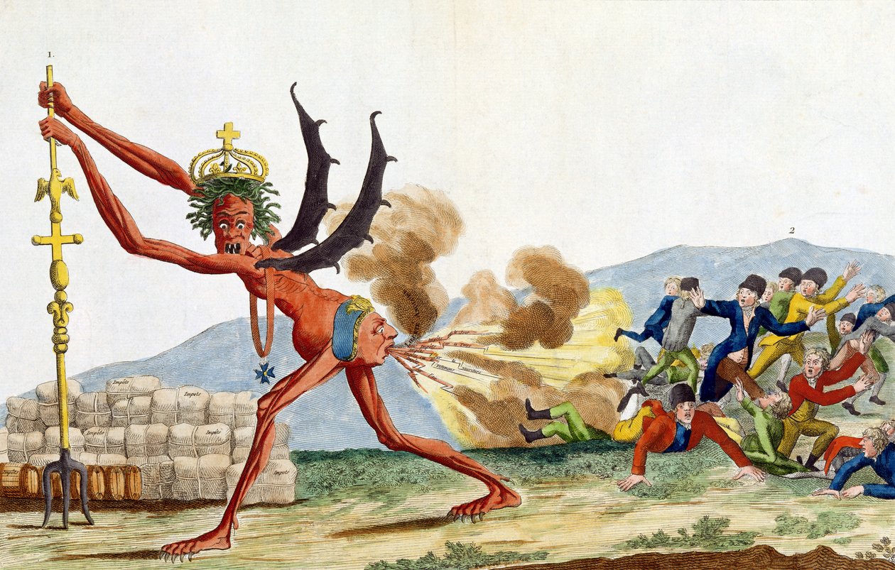 英国政府漫画，1793年（彩色蚀刻） 作者 雅克·路易·大卫