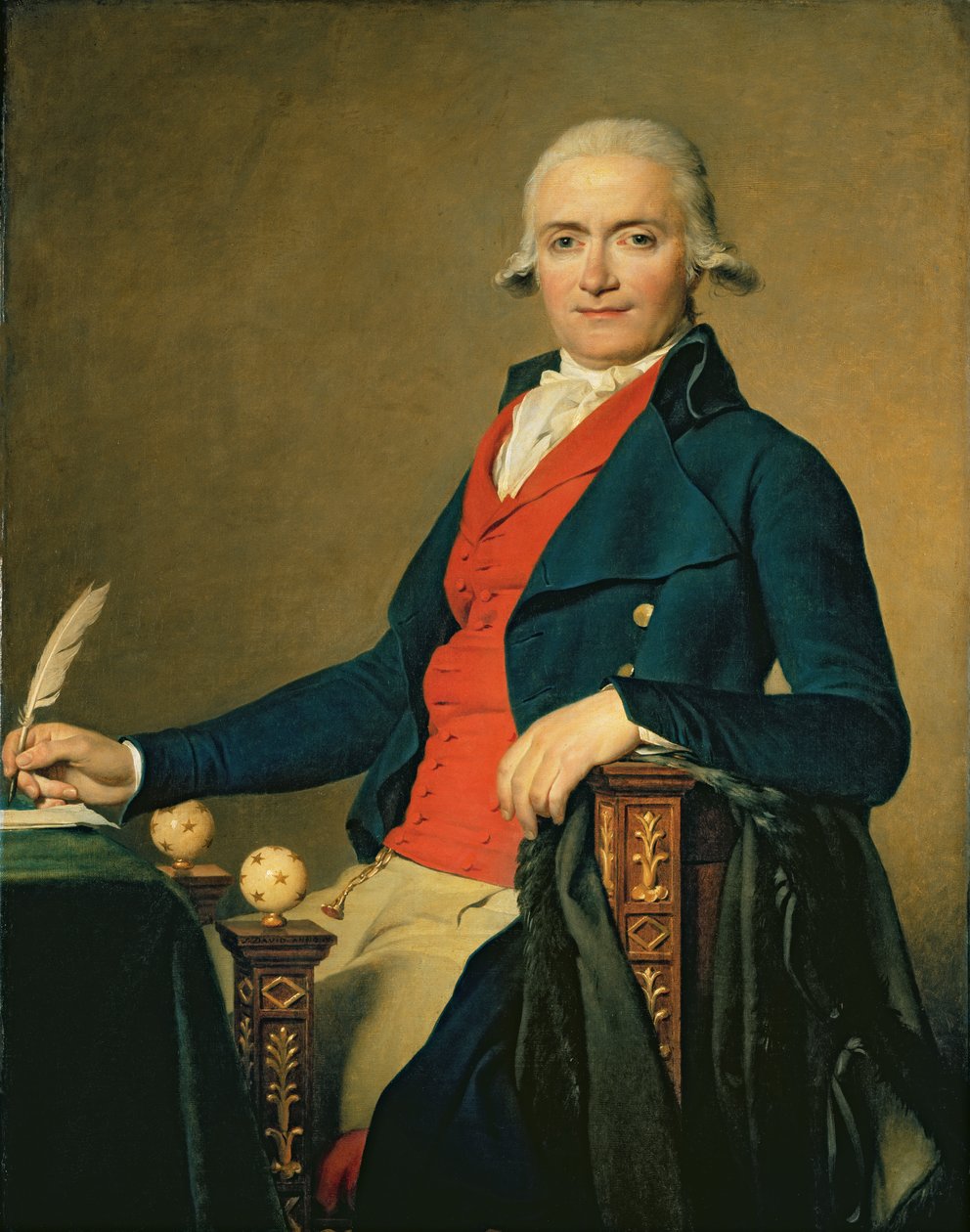 加斯帕德迈耶（1749-98）或红色背心的男人，1795年 作者 雅克·路易·大卫