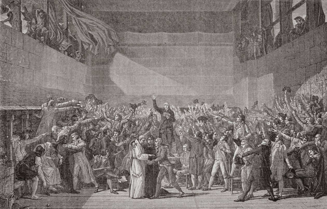 1789年6月20日，法国大革命于7月20日在Jeu de Paume采取誓言 作者 雅克·路易·大卫