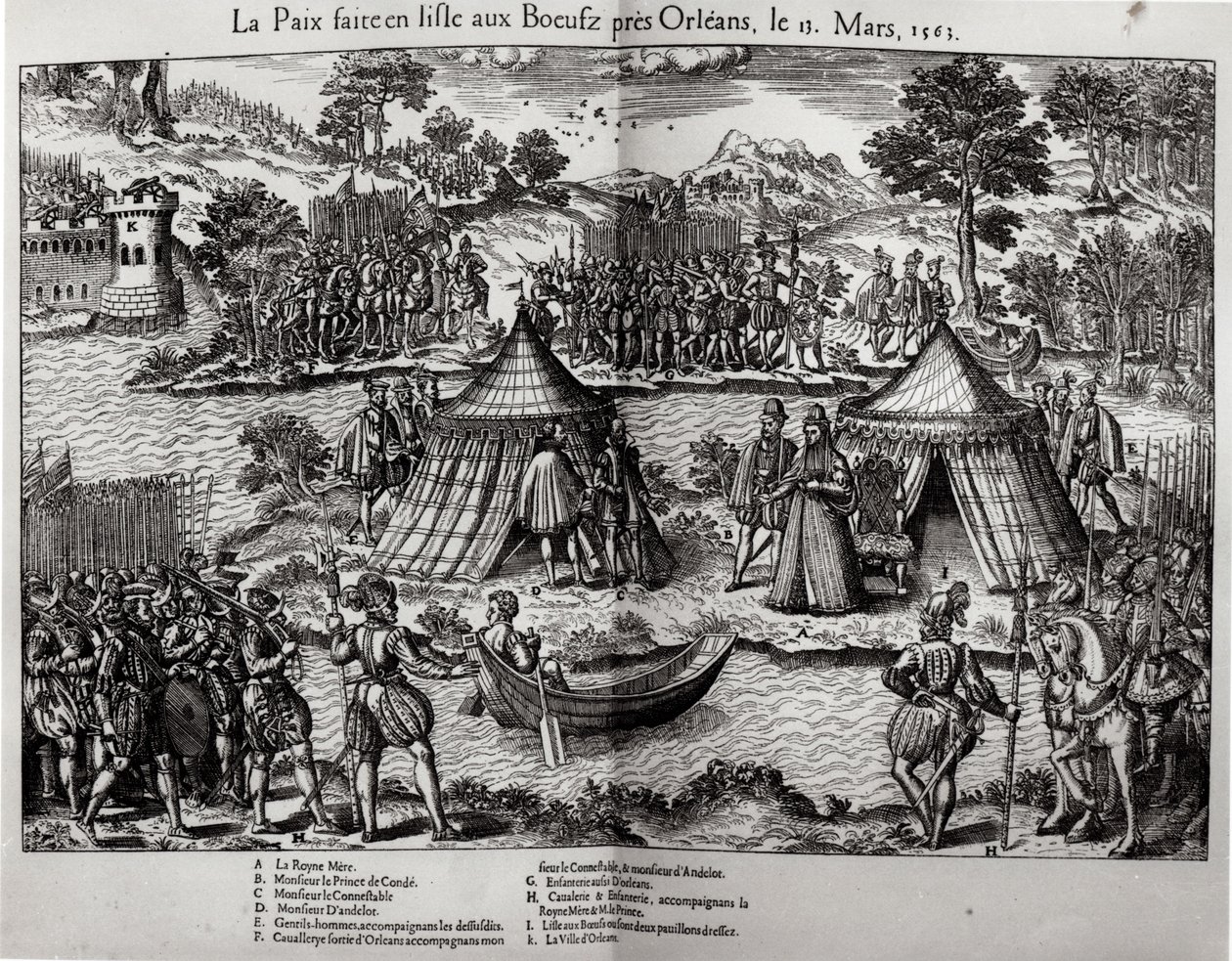 1563年3月13日在奥尔良附近的L&39;Isle aux Boeufs和平 作者 雅克·托托雷尔