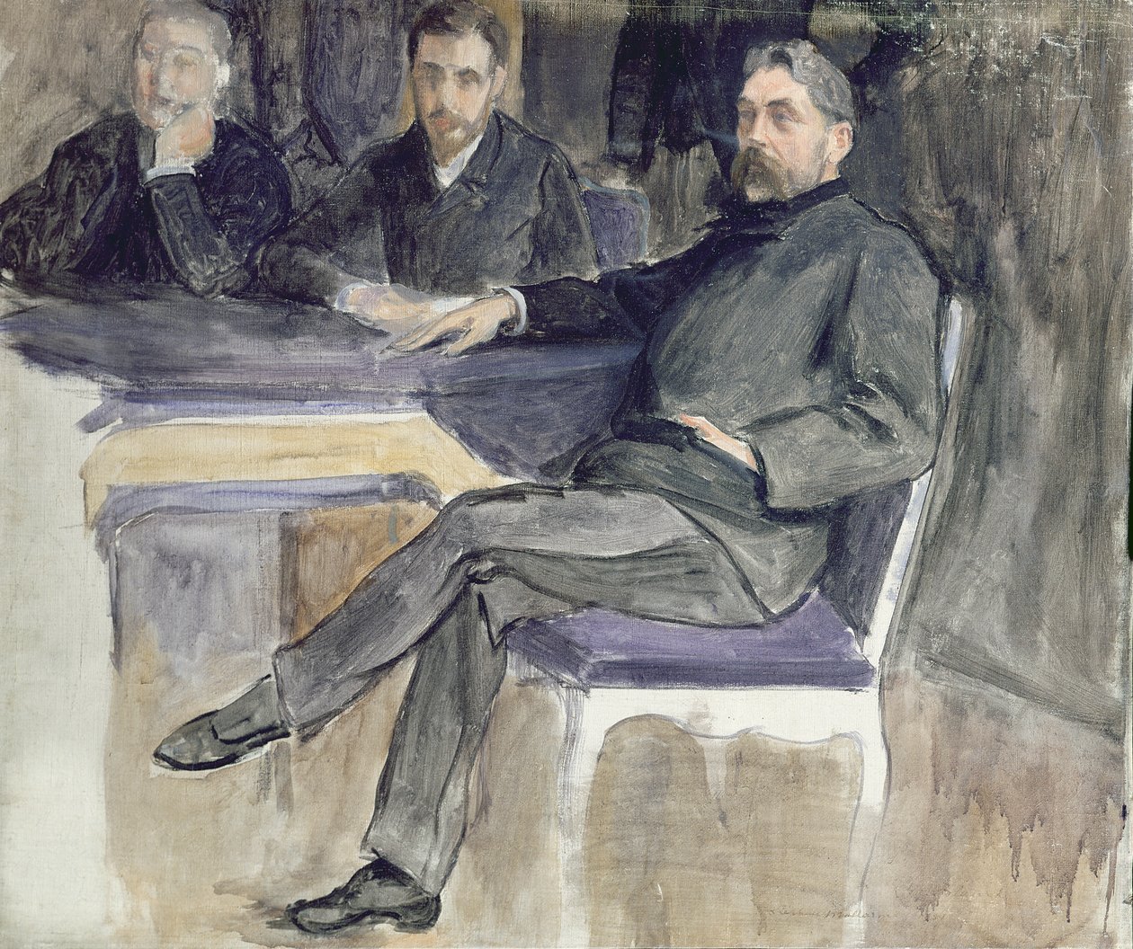 研究Stephane Mallarme（1842-98）和他的朋友来自&39;La Revue Independante&39;，1889年 作者 雅克·埃米尔·布兰奇