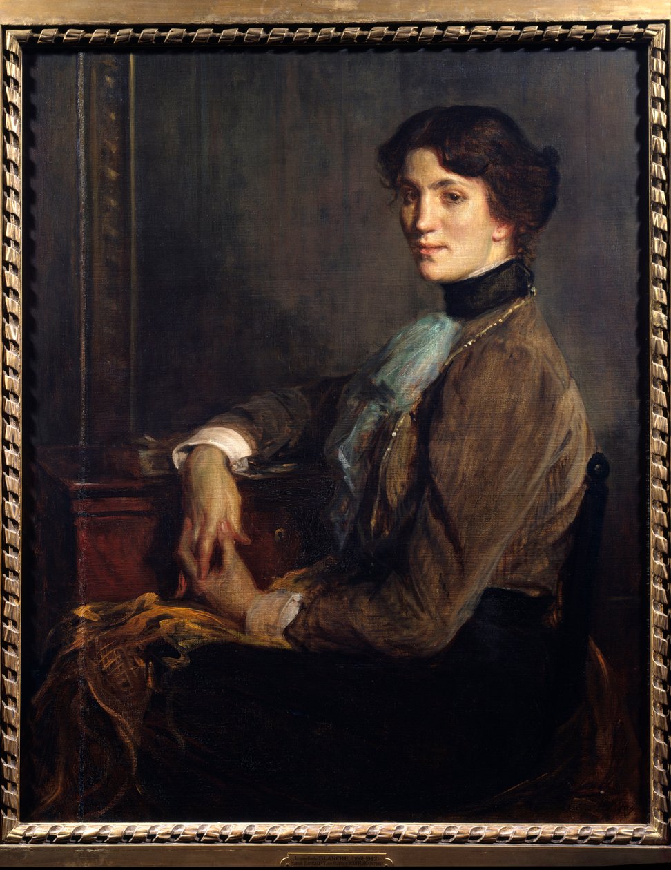 女文学家弗洛伦斯-哈勒维（1877-1957）的肖像，作家埃利-哈勒维（1870-1937）的妻子 作者 雅克·埃米尔·布兰奇