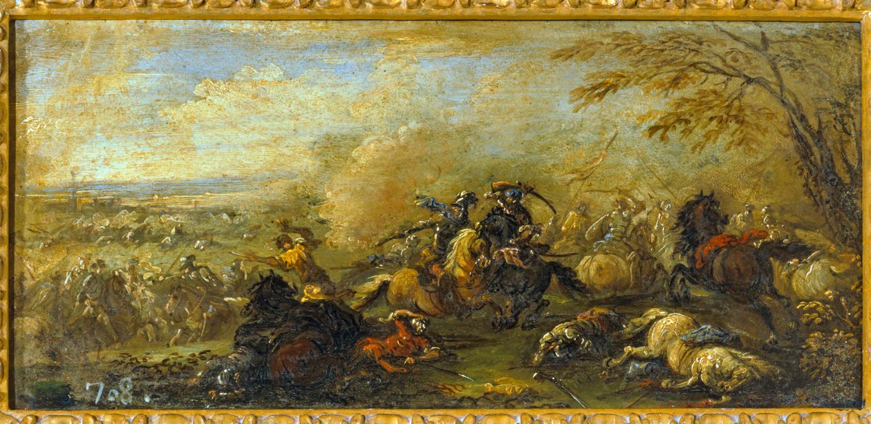 基督徒和穆斯林之间的战斗......（布面油画） 作者 雅克（1621-76）库尔图瓦