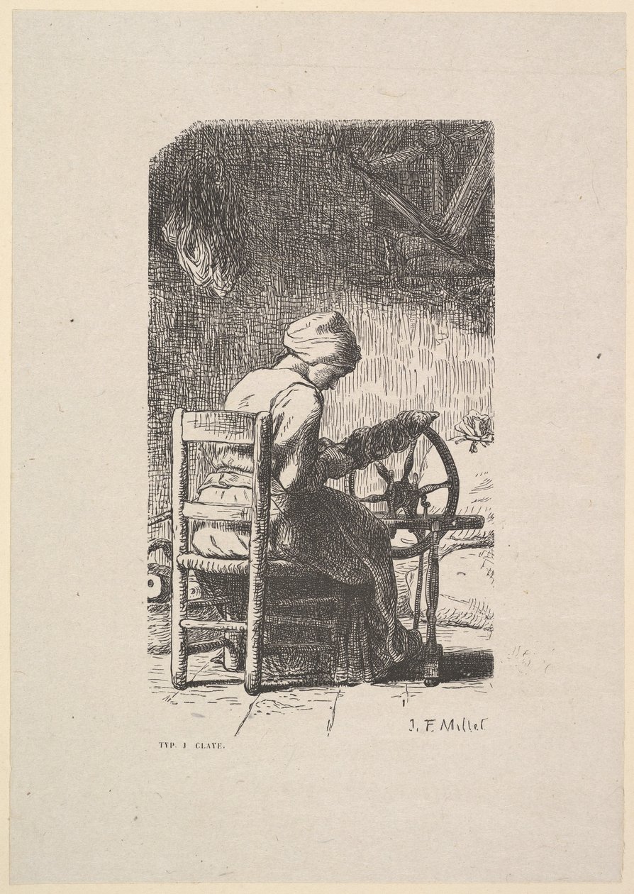 The Spinner, 1853. 作者 雅克·阿德里安·拉维耶