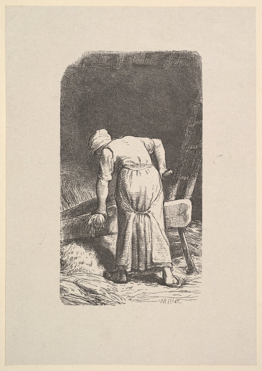 切割小麦的女人，1853年。 作者 雅克·阿德里安·拉维耶
