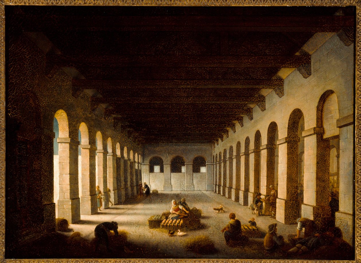 山谷市场，约 1815 年（布面油画） 作者 雅克·阿尔伯特·塞纳维（Jacques Albert Senave）