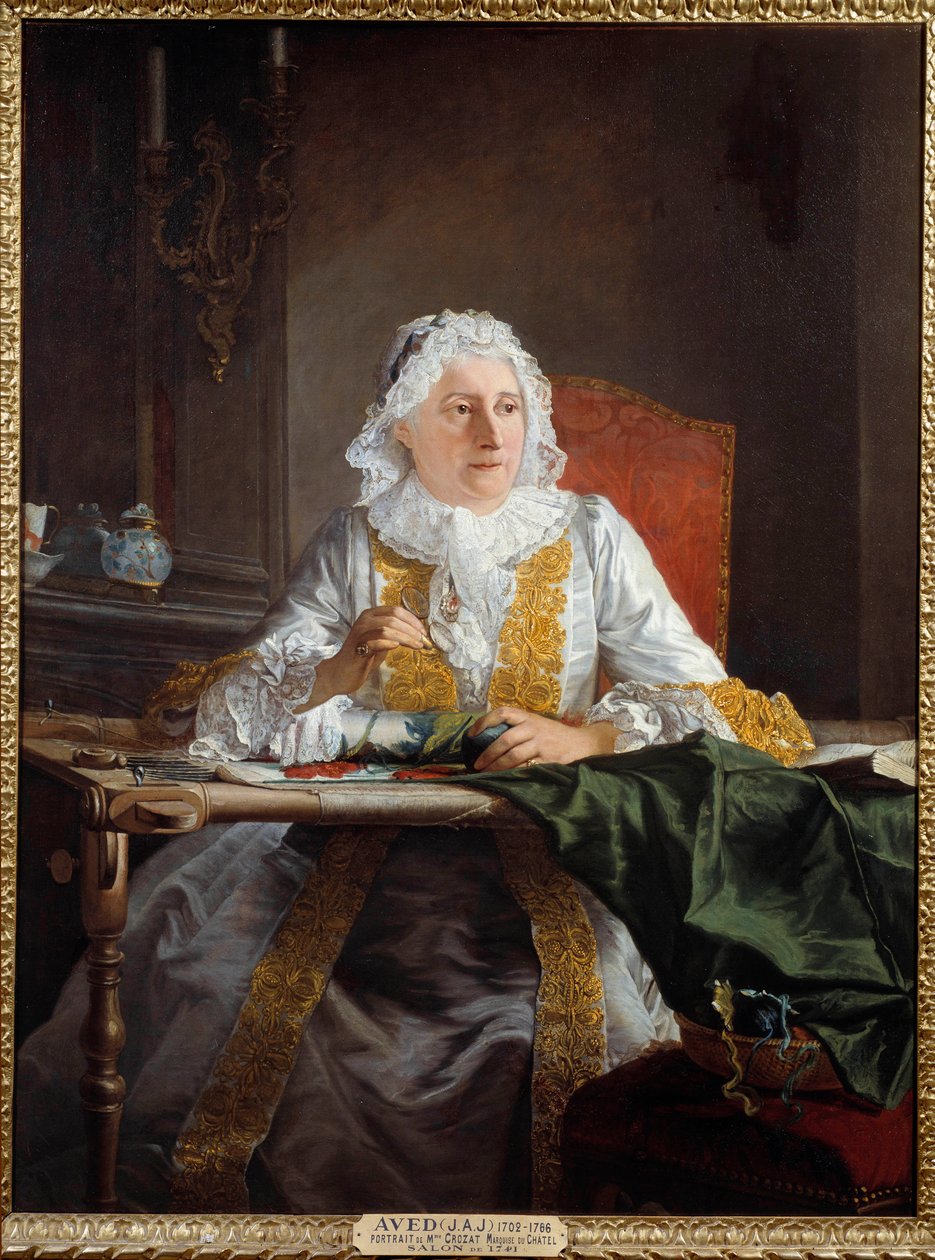 安托万·克罗扎特夫人的肖像，夏特尔侯爵夫人的画作 Joseph Avad dit Le Batave (1702-1766) 1741 年 1.38x1.04 米蒙彼利埃，法布尔博物馆 作者 雅克·安德烈·约瑟夫·卡米洛特