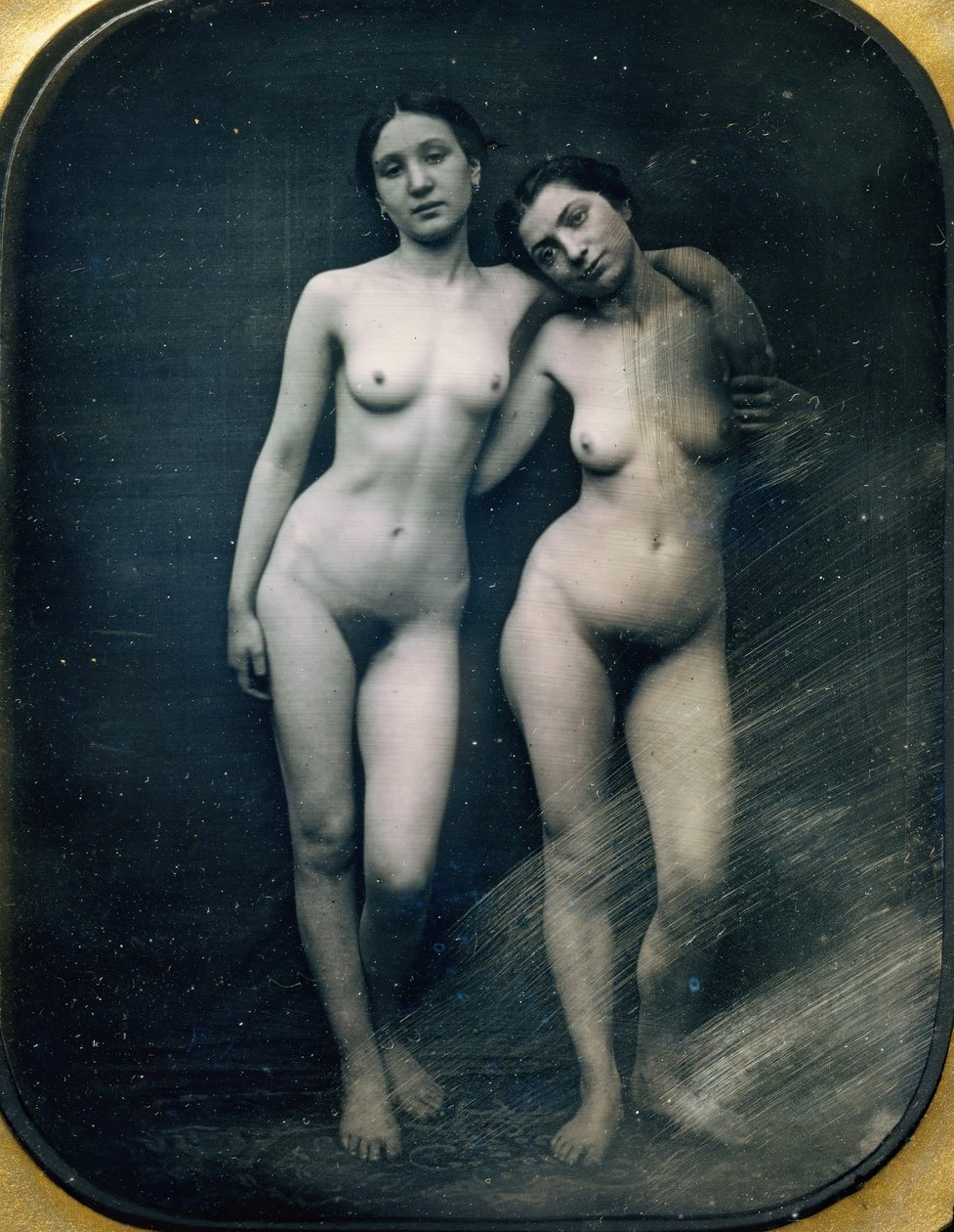 [两个站立的女性裸体]，约1850年。 作者 雅克·安托万·穆兰