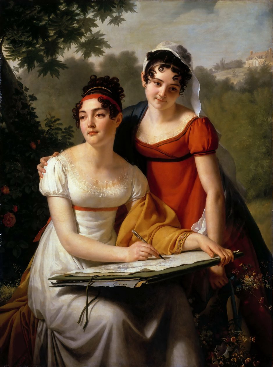 Mesdemoiselles Duval的肖像画，19世纪第一季度。 作者 雅克·奥古斯丁·凯瑟琳·帕乔