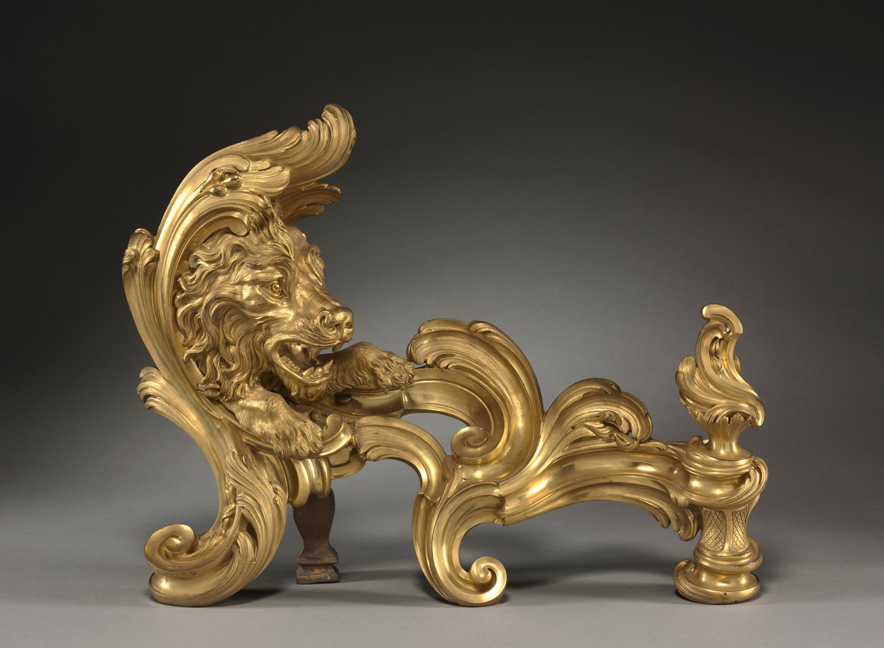 一对Andirons Chenets，1752年。 作者 雅克·卡菲里（Jacques Caffieri）