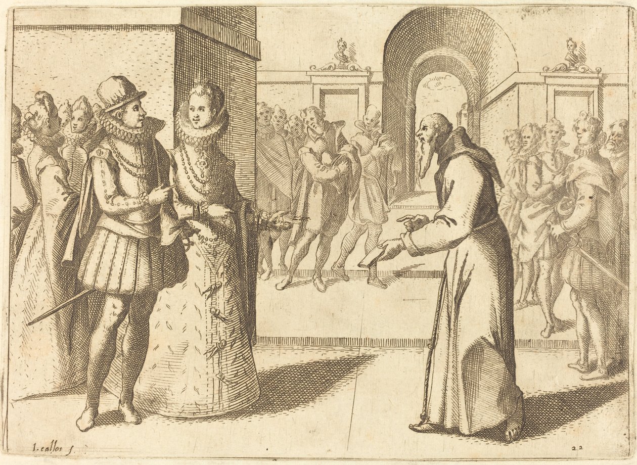 为巴伐利亚国王带来感谢的Capucio，1612年。 作者 雅克·卡洛