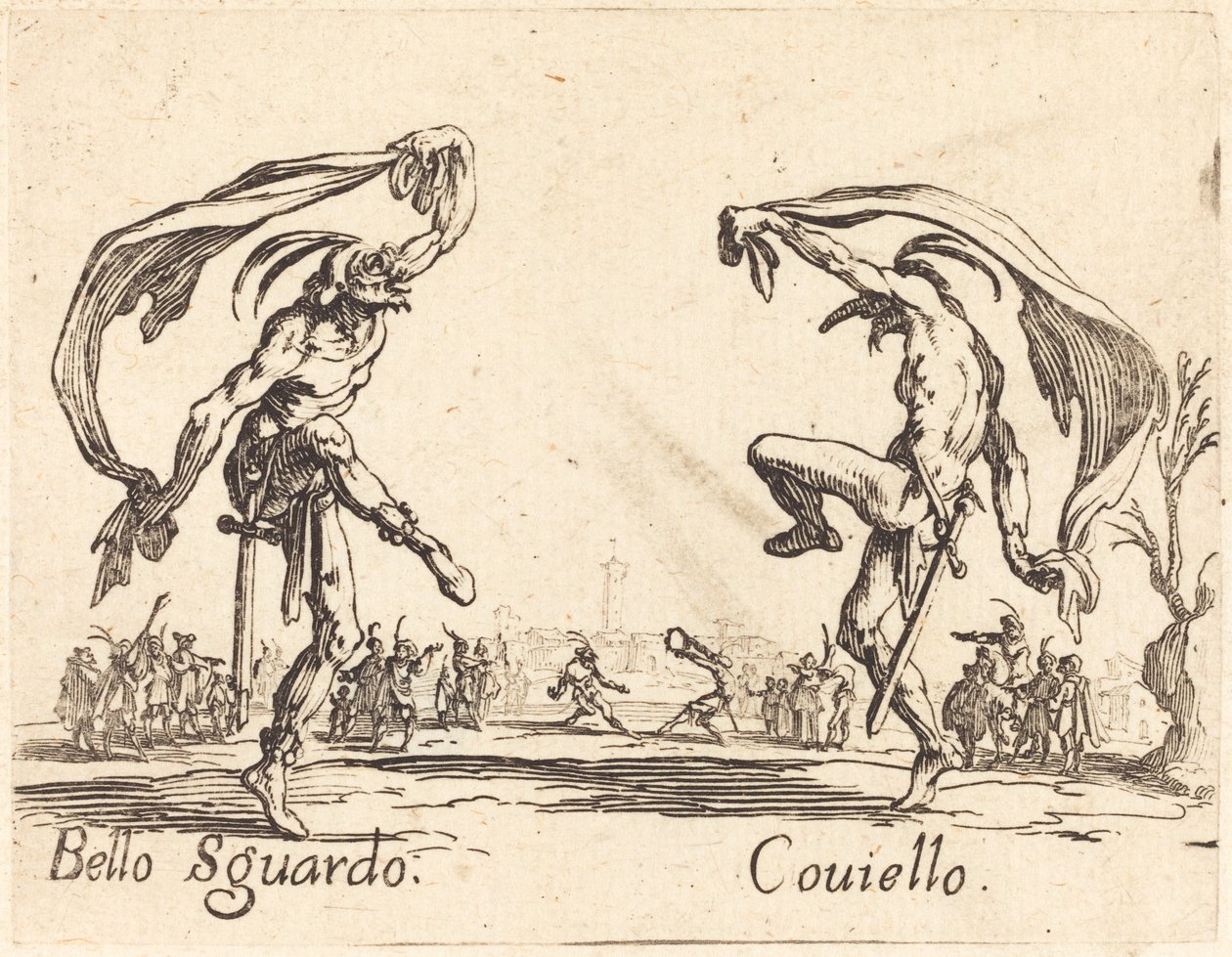 Bello Sguardo和Coviello，约1622年。 作者 雅克·卡洛
