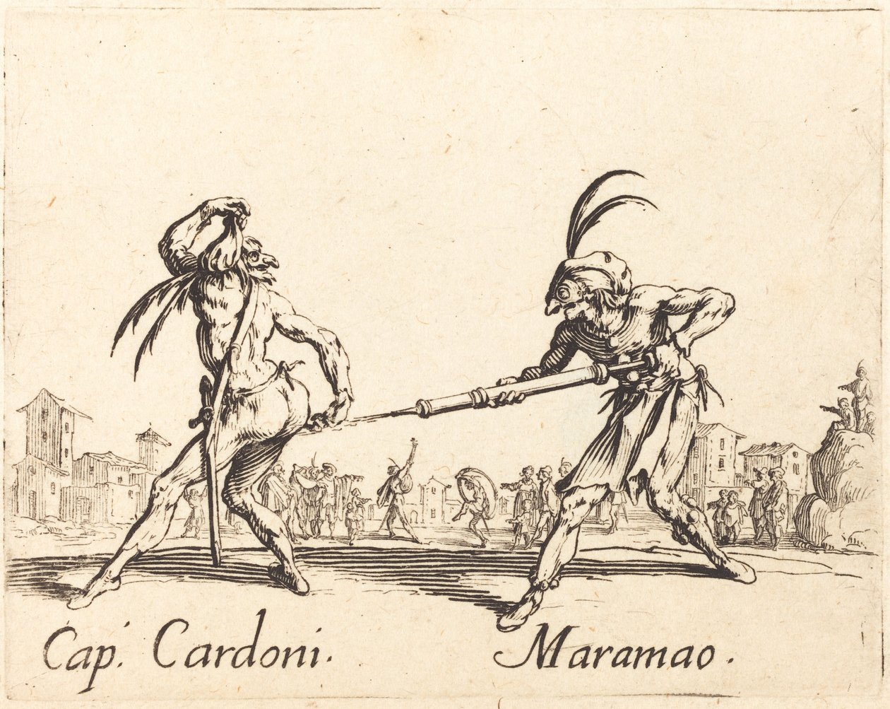 帽子。Cardoni和Maramao，约1622年。 作者 雅克·卡洛
