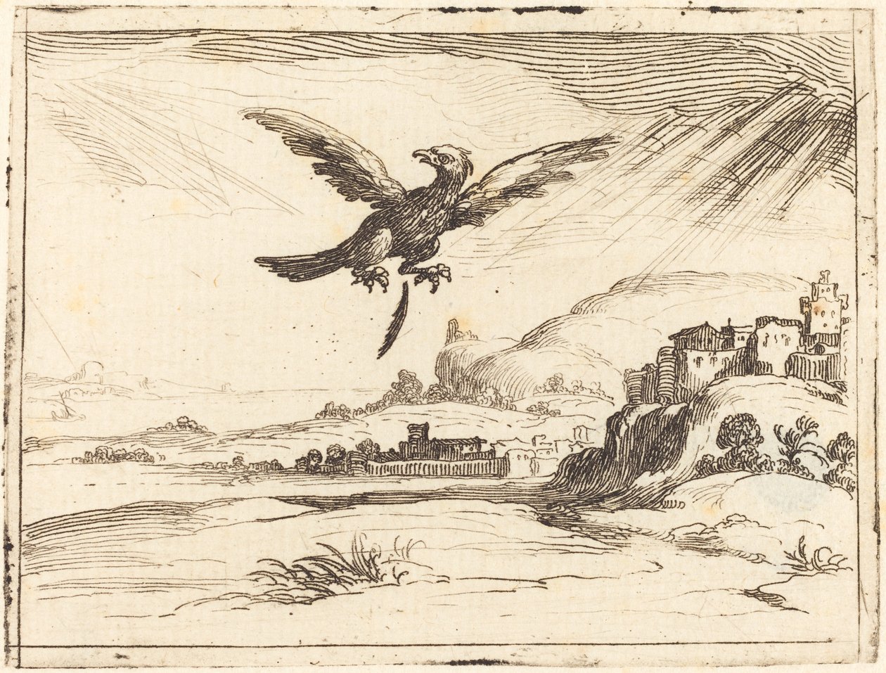 老鹰失去了一根旧羽毛，1628年。 作者 雅克·卡洛