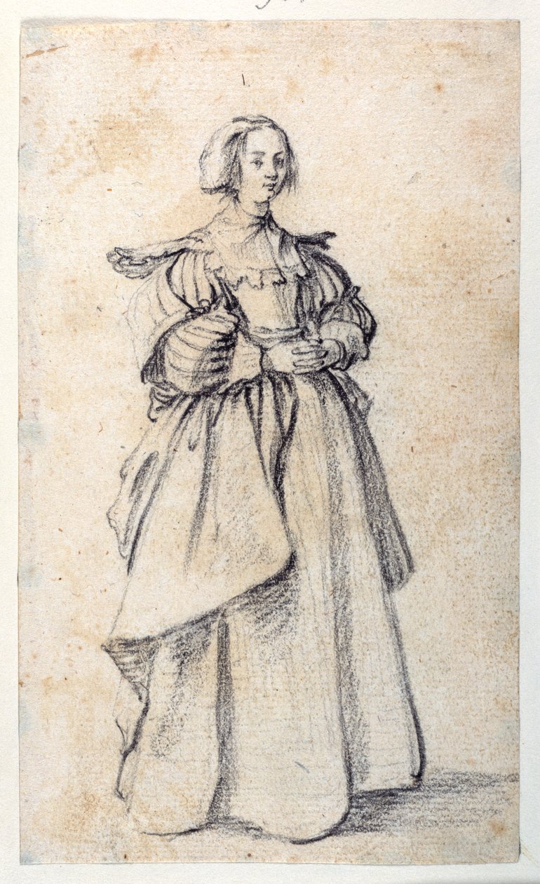 Female Figure (black chalk on paper) 作者 雅克·卡洛