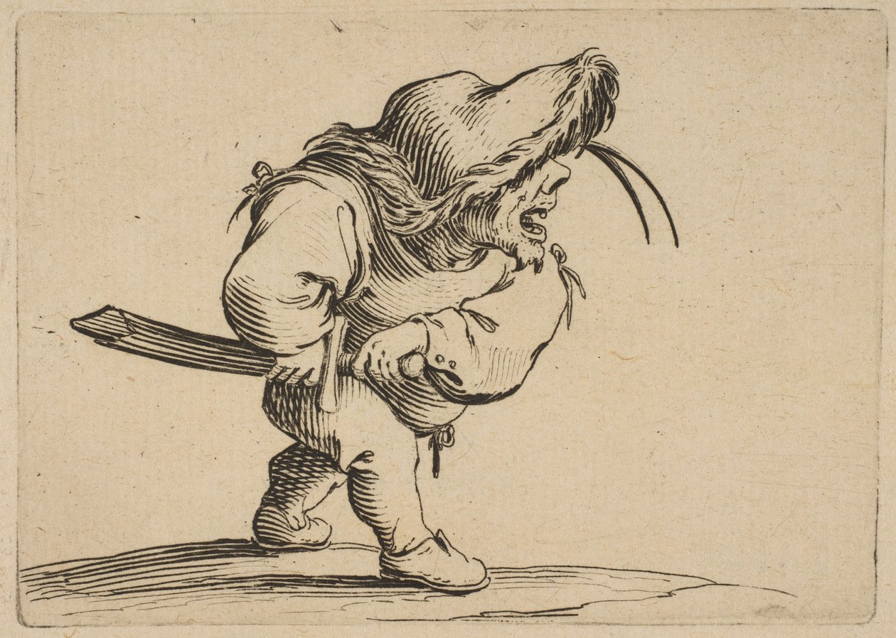 LHommeSApprêtant，一个疲惫的儿子Saber Man，准备画剑，来自Varie Fig ...，1616-22。 作者 雅克·卡洛