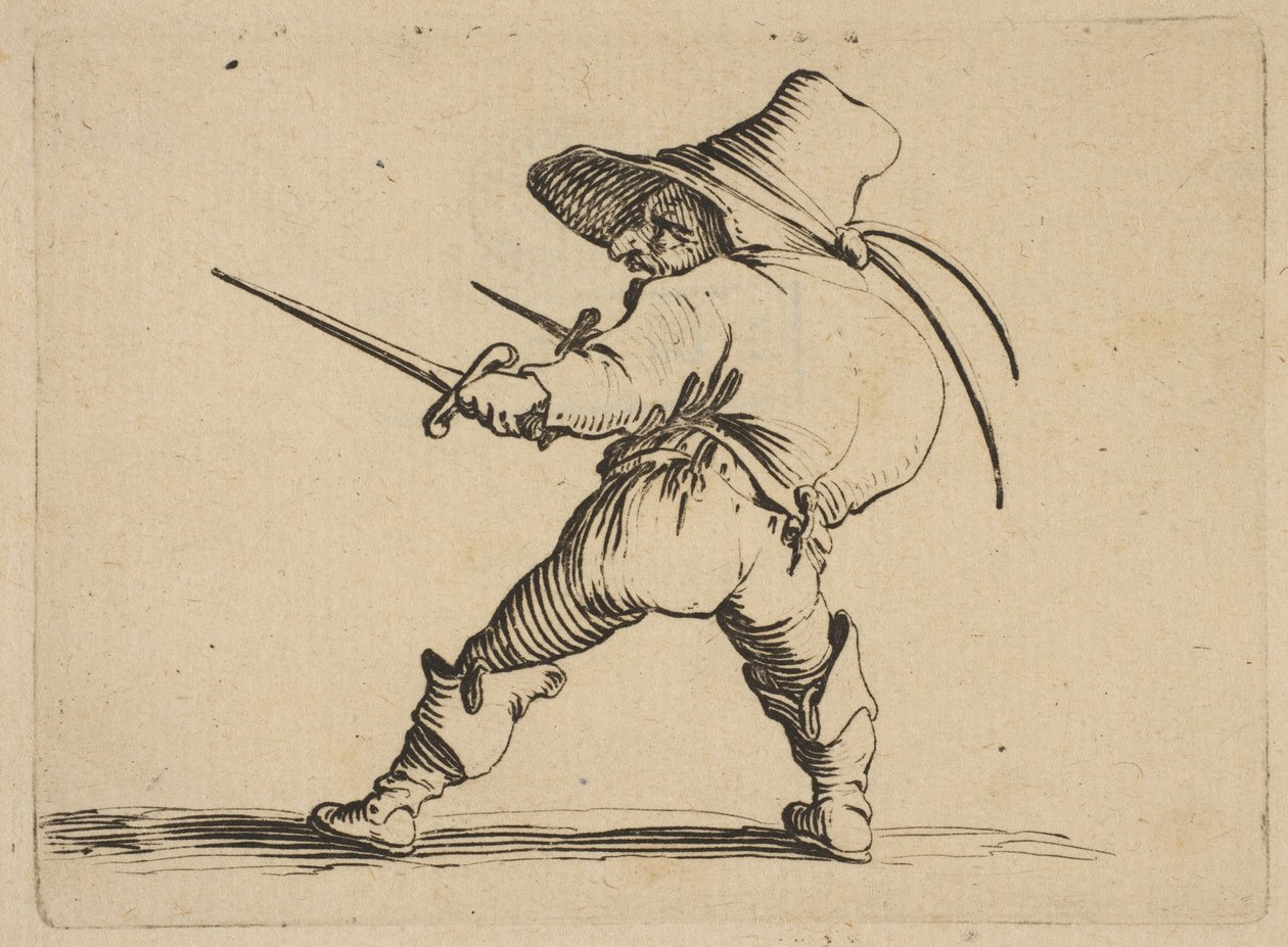 Le Dueliste aLÉpéeet au Poignard拥有剑和达格的剑的决斗者，来自Varie ... 1616-22。 作者 雅克·卡洛