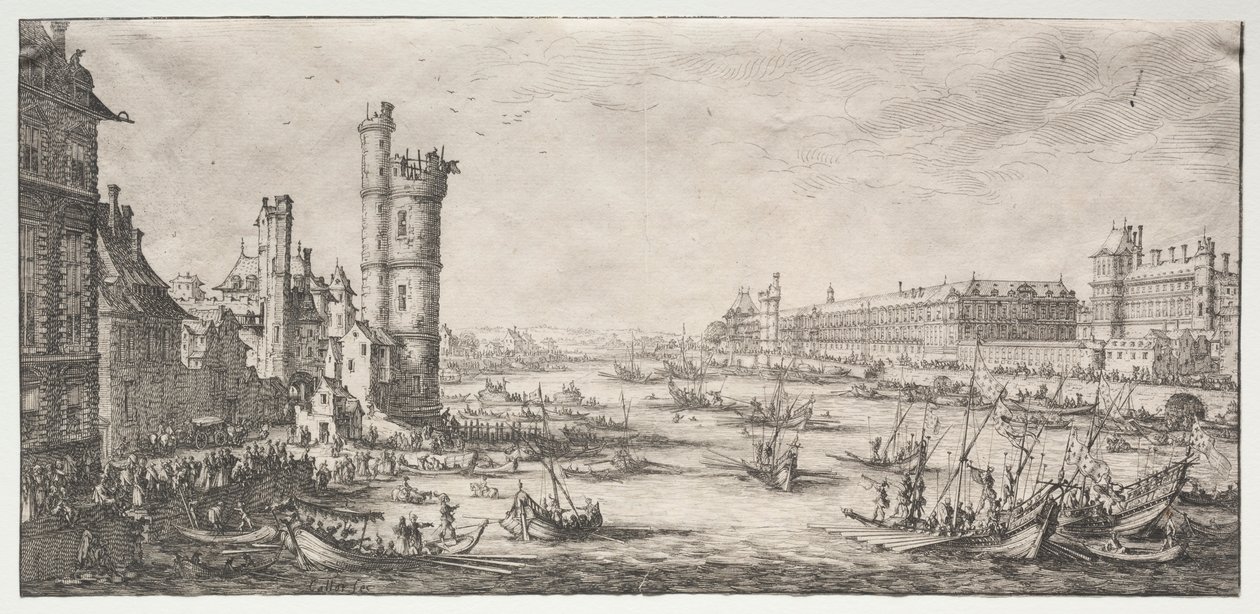 巴黎的两个美景：卢浮宫景观，1628年至1630年。 作者 雅克·卡洛