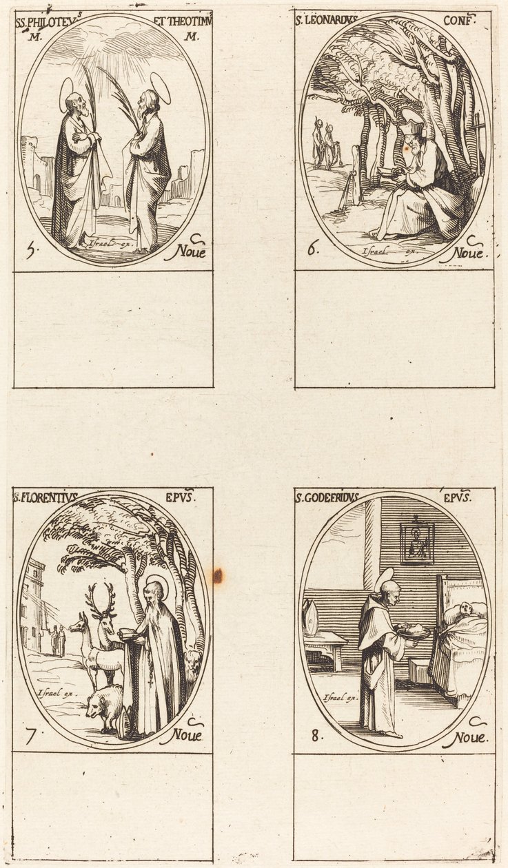 Sts. Philoteus and Theotimus, St. Leonard, St. Florentinus, St. Godfrey. 作者 雅克·卡洛