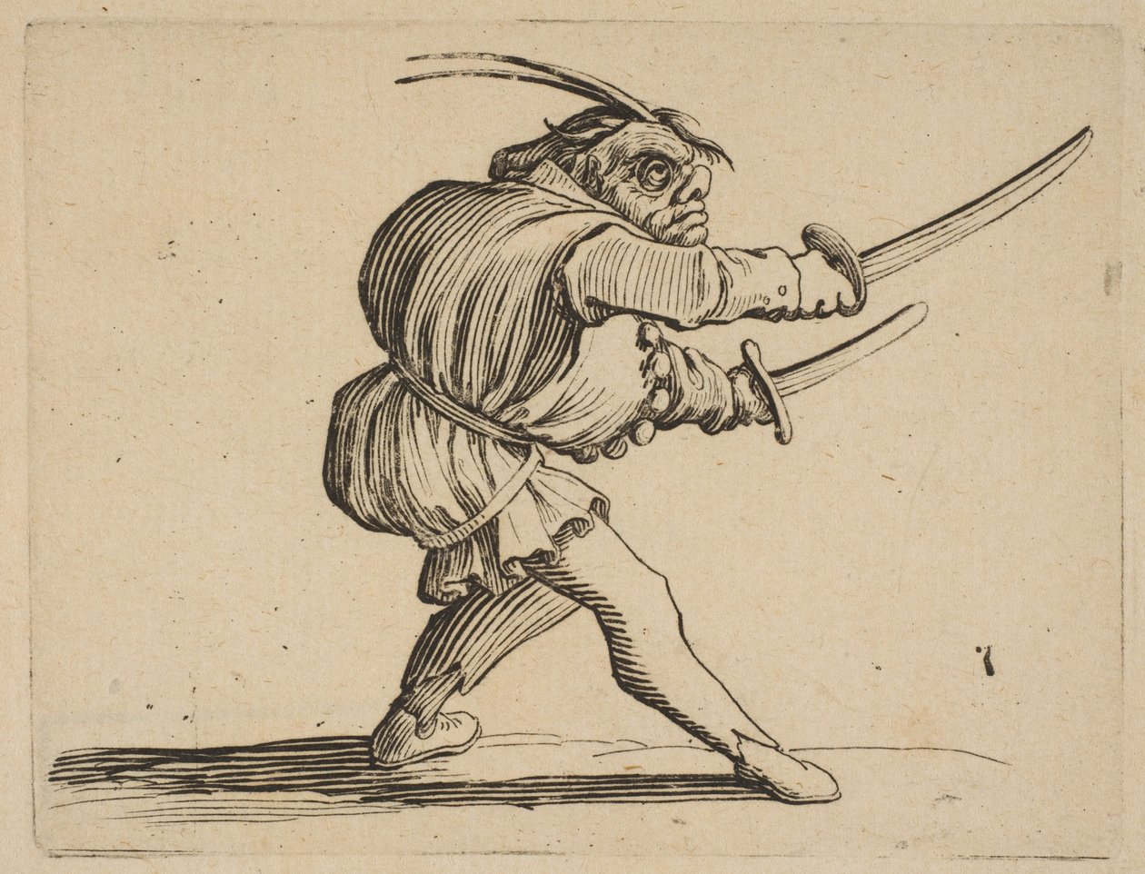 Duelliste aux Deux军刀，配两把军刀，来自Varie Figure Gobbi，s ...，1616-22。 作者 雅克·卡洛