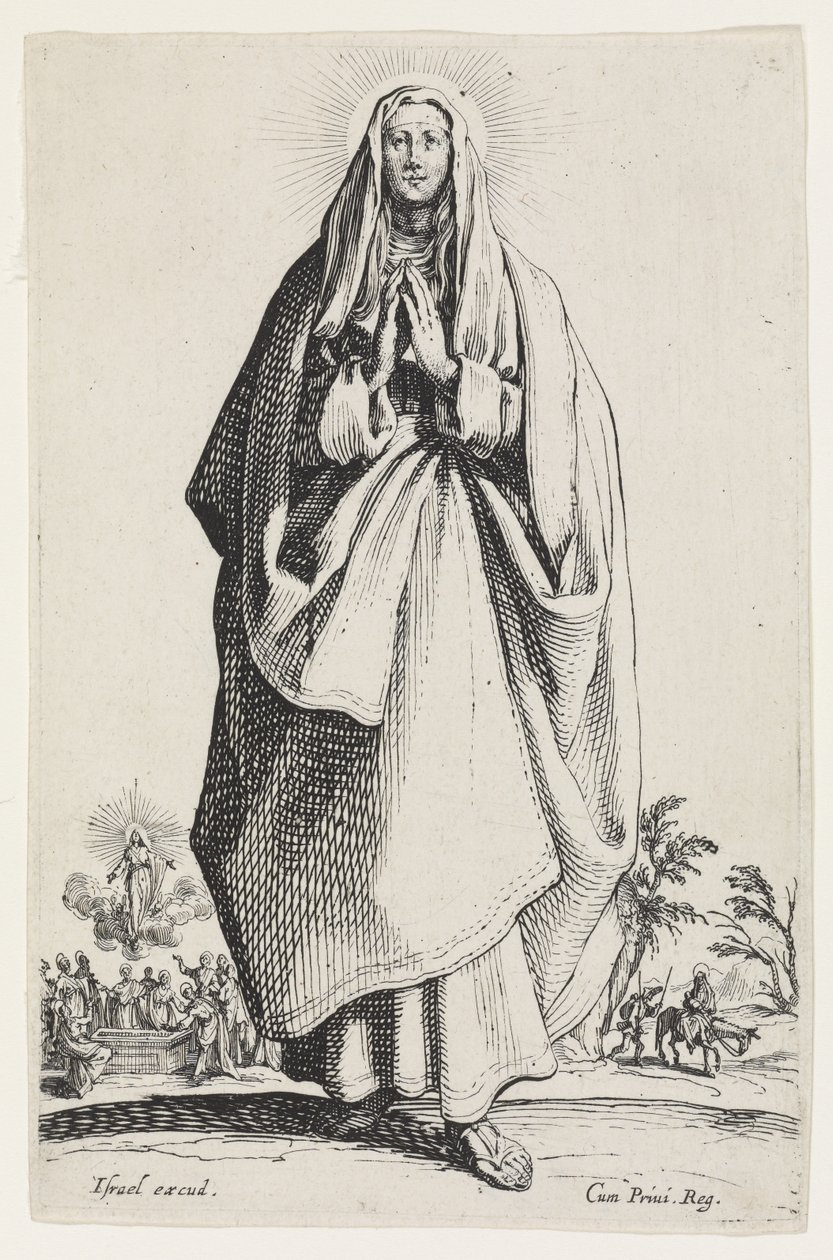 来自LesGrandsApôtres（大使徒）的圣母玛利亚，1631年 作者 雅克·卡洛