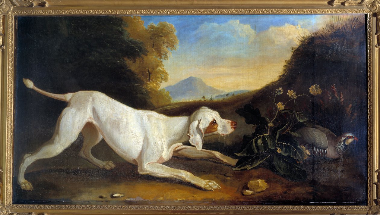 野鸡前的狗布拉克 Jacques Charles Oudry (1720-1778) 18 世纪巴黎装饰艺术画作 作者 雅克·查尔斯·奥德里