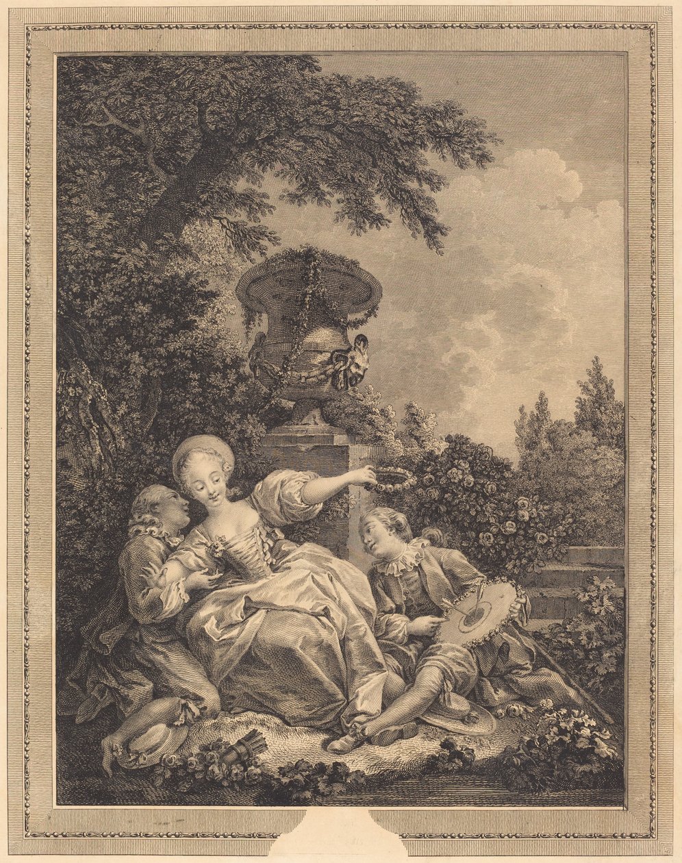 固定的娇妻 作者 让·奥诺雷·弗拉戈纳尔 (Jean Honoré Fragonard) 之后的 Jacques Couché 和 Jean Dambrun