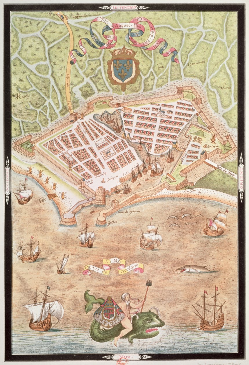 1583年勒阿弗尔计划的传真，来自&39;海军雅克Devaulx Pillote的第一部作品&39; 作者 雅克·德瓦克斯（Jacques Devaulx）