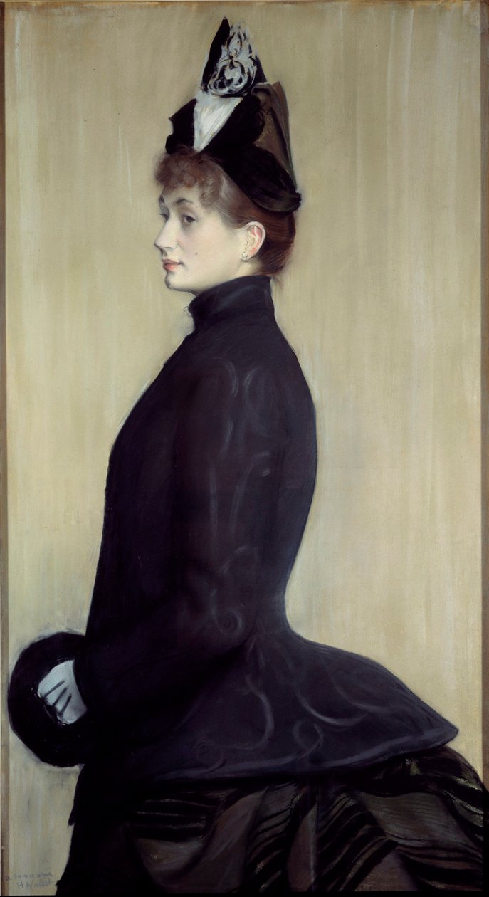 雅克·埃米尔 (Jacques-Emile) 布兰奇 (Jacques-Emile) Blanche (1861-1942) 1887 年的蜡笔画女士钱包的肖像。 1,3x0,65 m 巴黎，奥赛博物馆 作者 雅克·埃米尔·布兰奇