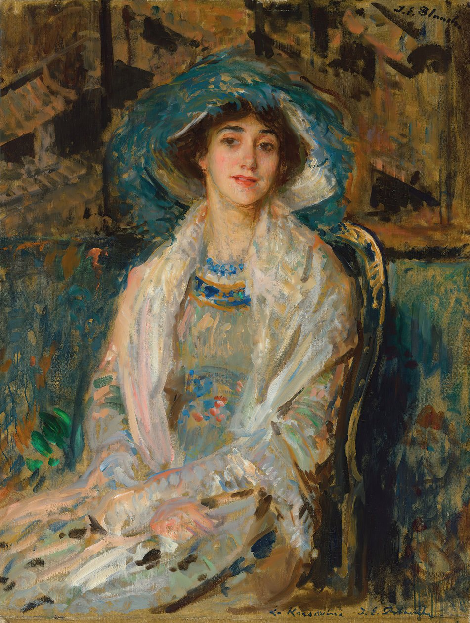 芭蕾舞演员塔玛拉-卡尔萨维纳的画像，1885-1978年，1928年。 作者 雅克·埃米尔·布兰奇