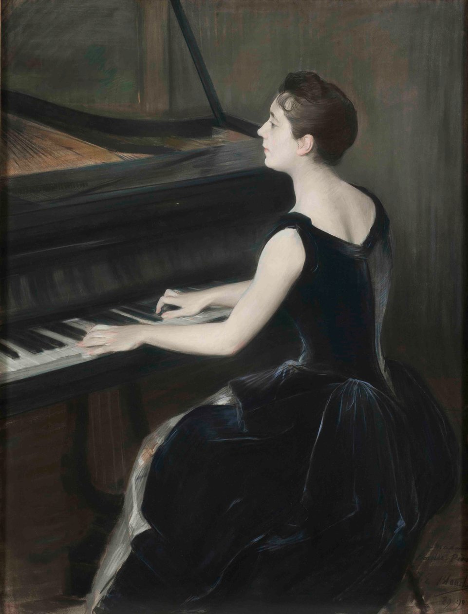 钢琴家LéontineBordes-Pène的肖像1858-1924，1889-1890。 作者 雅克·埃米尔·布兰奇