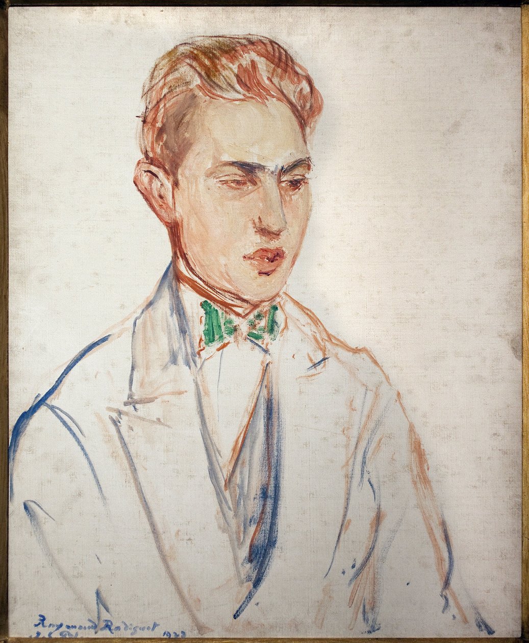 Study for the portrait of Raymond Radiguet (1903-1923). Artwork by Jacques Emile (Jacques-Emile) Blanche (1861-1942), oil on cardboard, before 1923. French Art, Musee des Beaux Arts de Rouen. 作者 雅克·埃米尔·布兰奇
