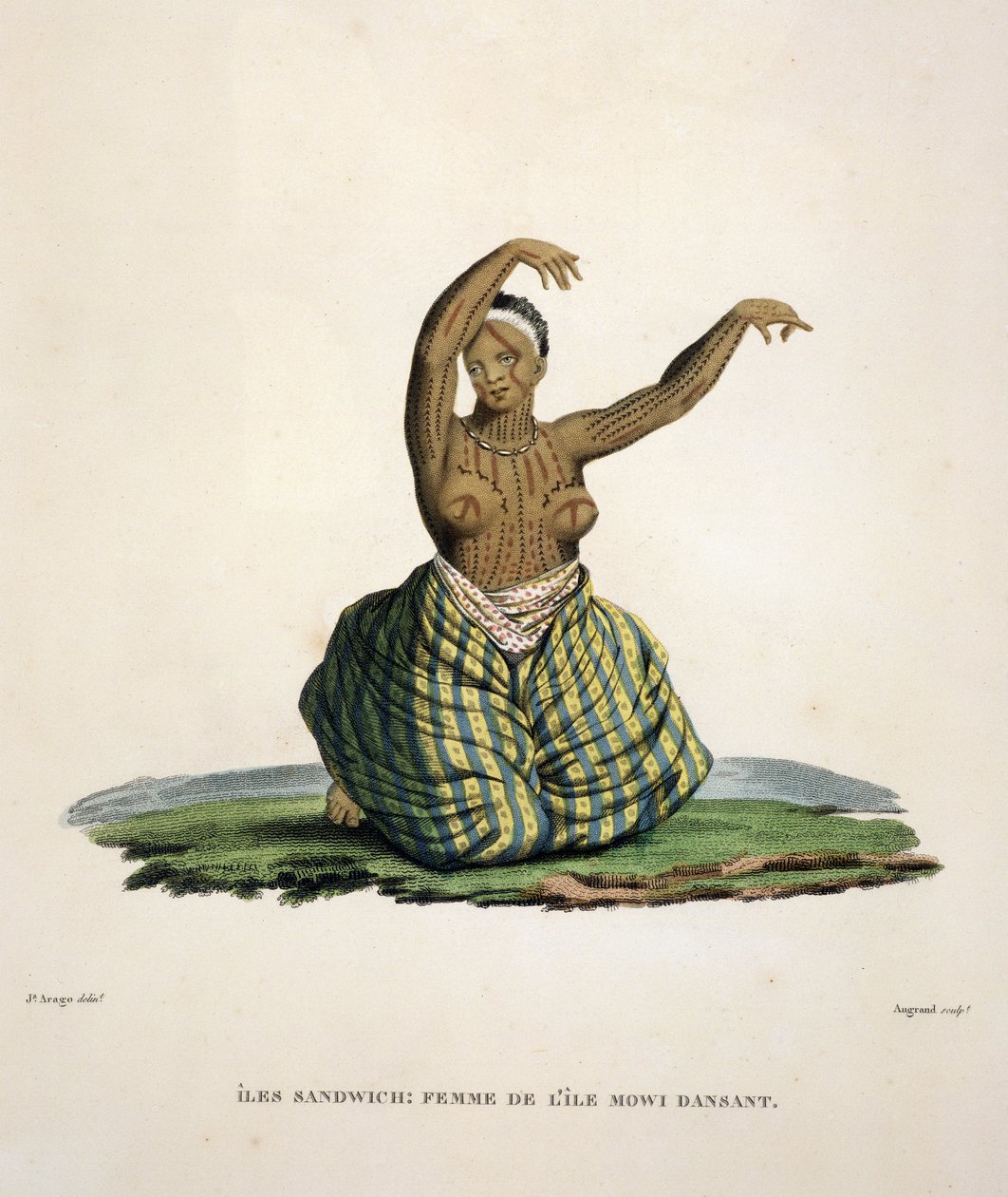 来自夏威夷群岛毛伊岛的女子，由Parfait Augrand雕刻（b.1782） 作者 雅克·艾蒂安·维克多·阿拉戈