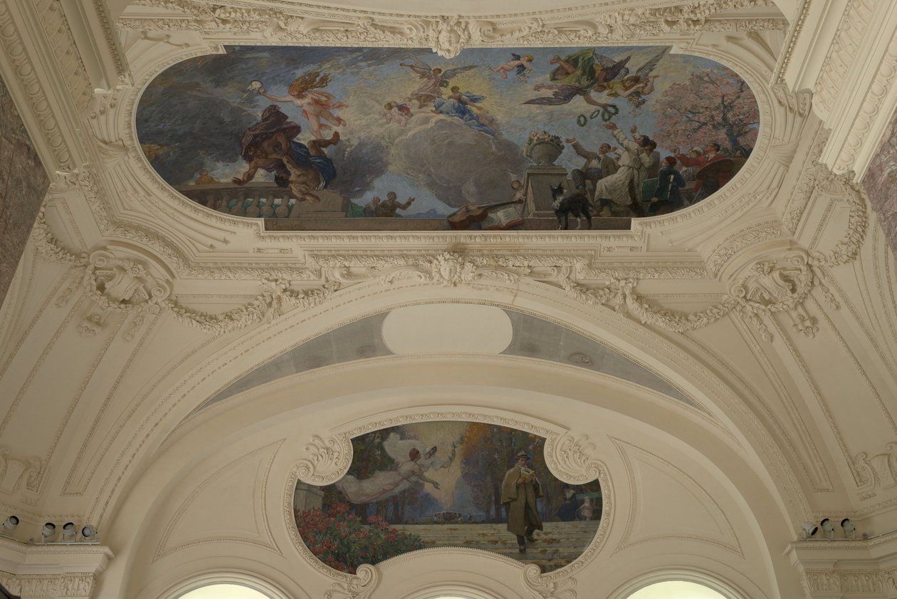 Décoration du pavillon Nord du Petit Palais - Le triomphe de Paris (ceiling) - Paris, capitale intellectuelle (Demi-coupole), 1913 年至 1919 年（油画） 作者 雅克·费尔南德·洪伯特