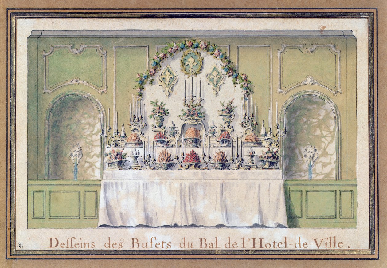 1745年在巴黎的Hotel de Ville酒吧享用自助餐 作者 雅克·弗朗索瓦·布朗德尔