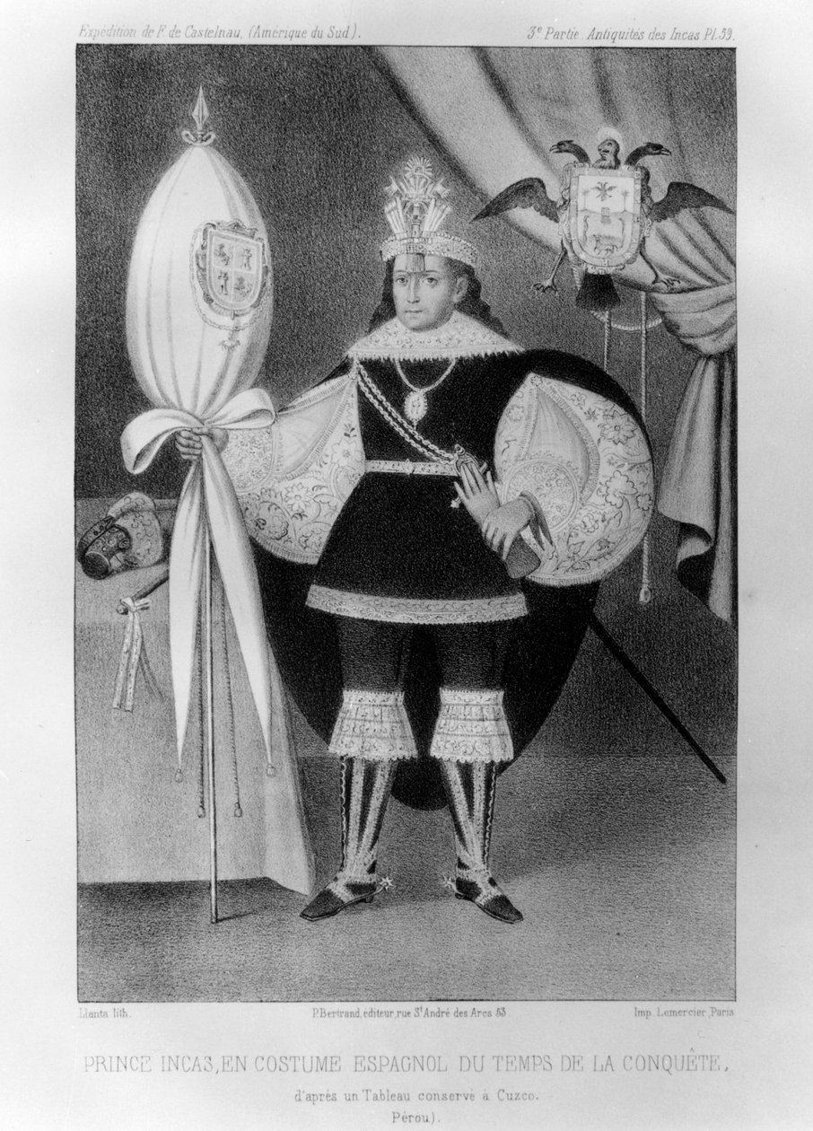 征服时身着西班牙服装的印加王子，建于16世纪1852年 作者 雅克·弗朗索瓦·高迪克·兰塔