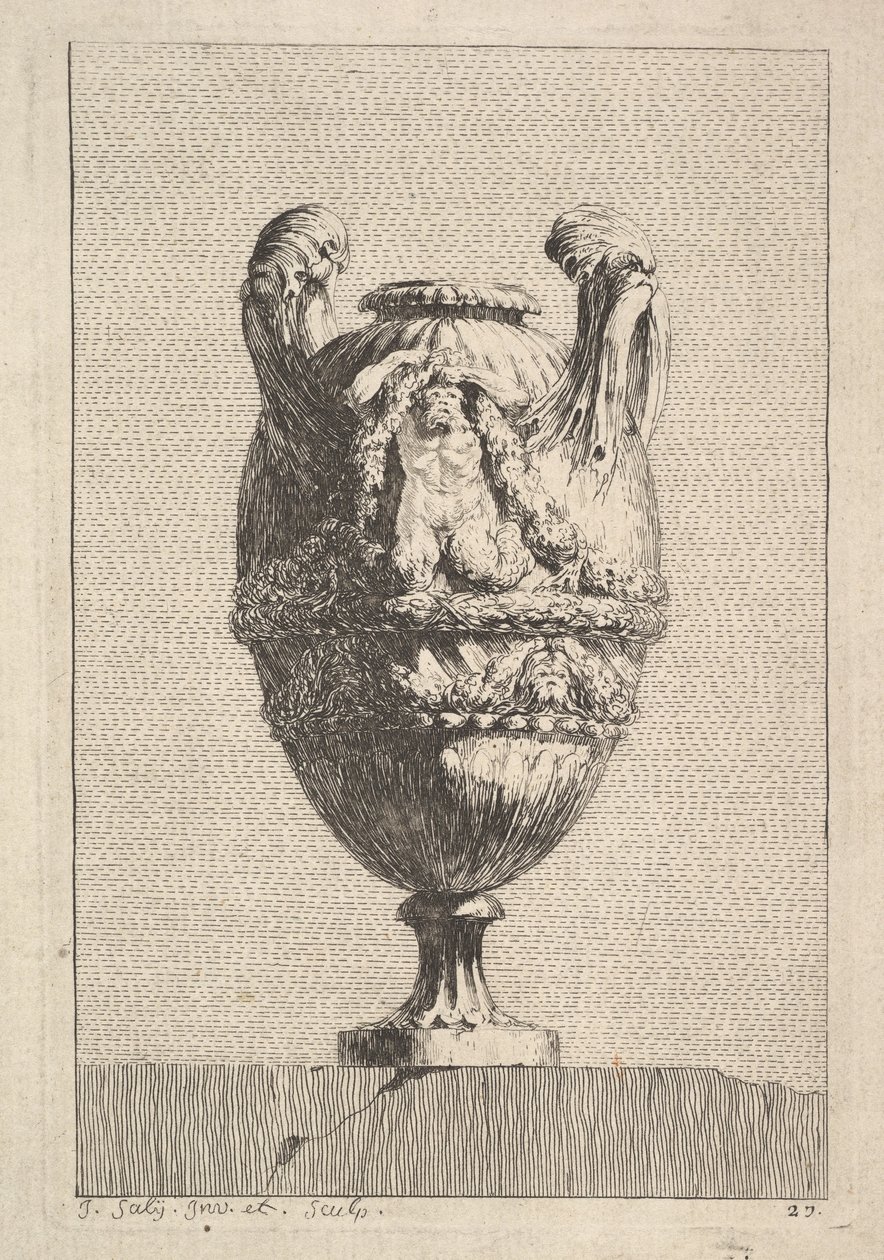 花瓶，公海妖，拿着花环，出自：花瓶，1746年。 作者 雅克·弗朗索瓦·约瑟夫·萨利