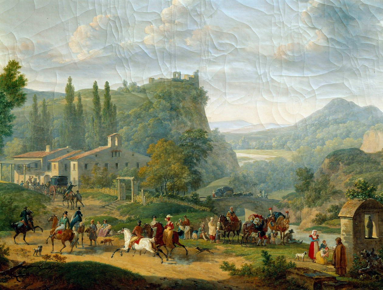 客运站。Francois Swebach dit Swebach des Fontaines (1769 - 1823)的绘画。 作者 雅克·弗朗索瓦·约瑟夫·斯韦巴赫