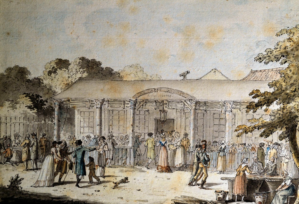 领事馆时，Cafe Goddet（或 Godet），Boulevard du Temple 的景色 作者 雅克·弗朗索瓦·约瑟夫·斯韦巴赫