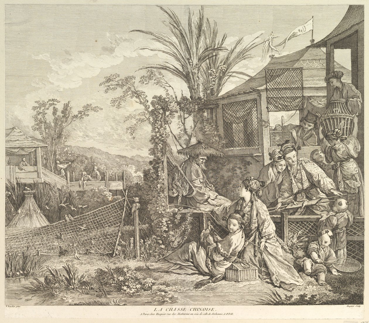 La Chasse Chinoise 《中国式狩猎》，摘自《Chinoiseries》，1743年后。 作者 雅克·加布里埃尔·胡奎尔