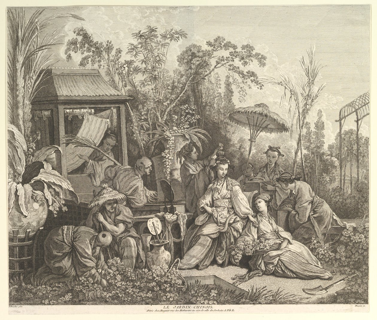 Le Jardin Chinoise 中国花园，来自Chinoiseries，1743年后。 作者 雅克·加布里埃尔·胡奎尔