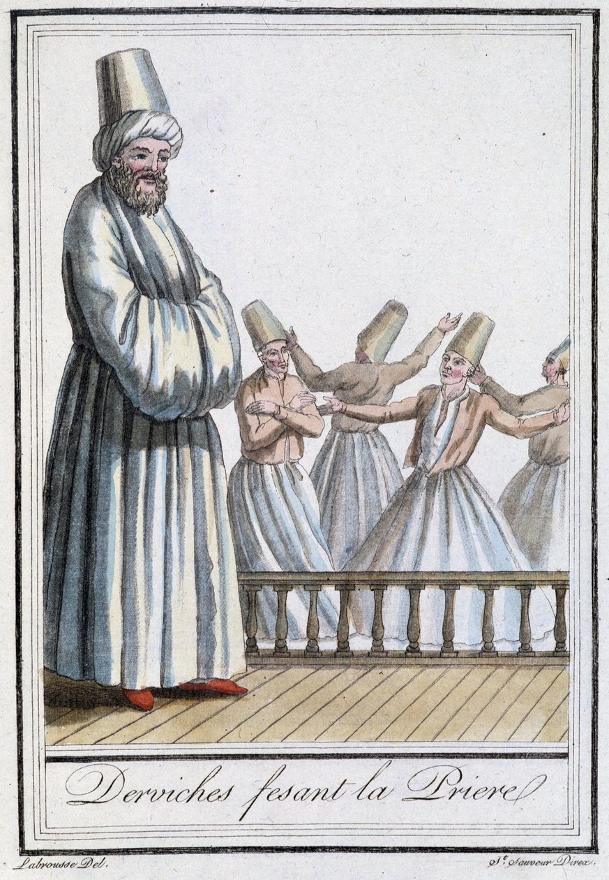 苦行僧做祈祷（苦行僧旋转）——在“”Encyclopédie des voyages ”中，格拉塞特·圣索沃尔编，编辑。 巴黎 1796 作者 雅克·格拉塞德·圣索维尔