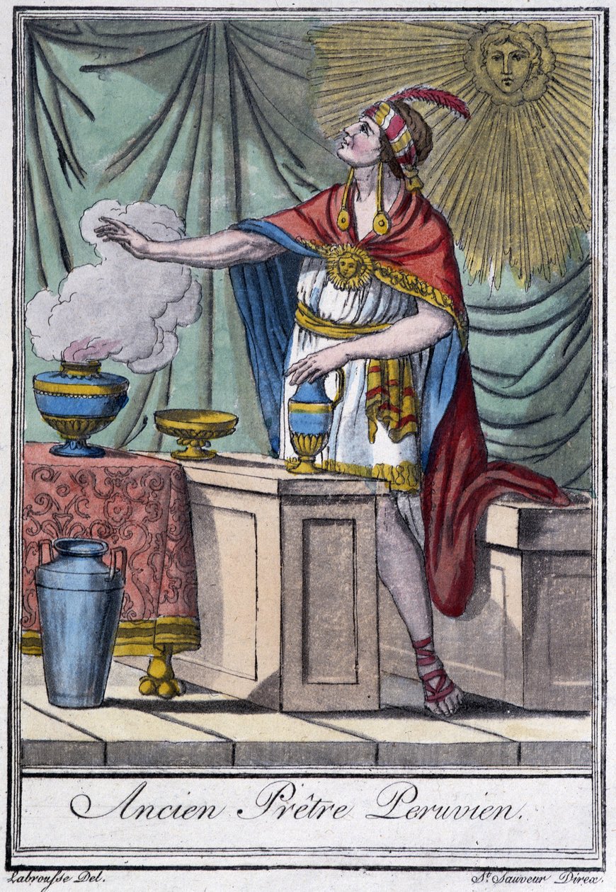 前秘鲁牧师（inca）--载于巴黎J.Grasset-Saint-Sauveur的《旅行百科全书》。 作者 雅克·格拉塞德·圣索维尔