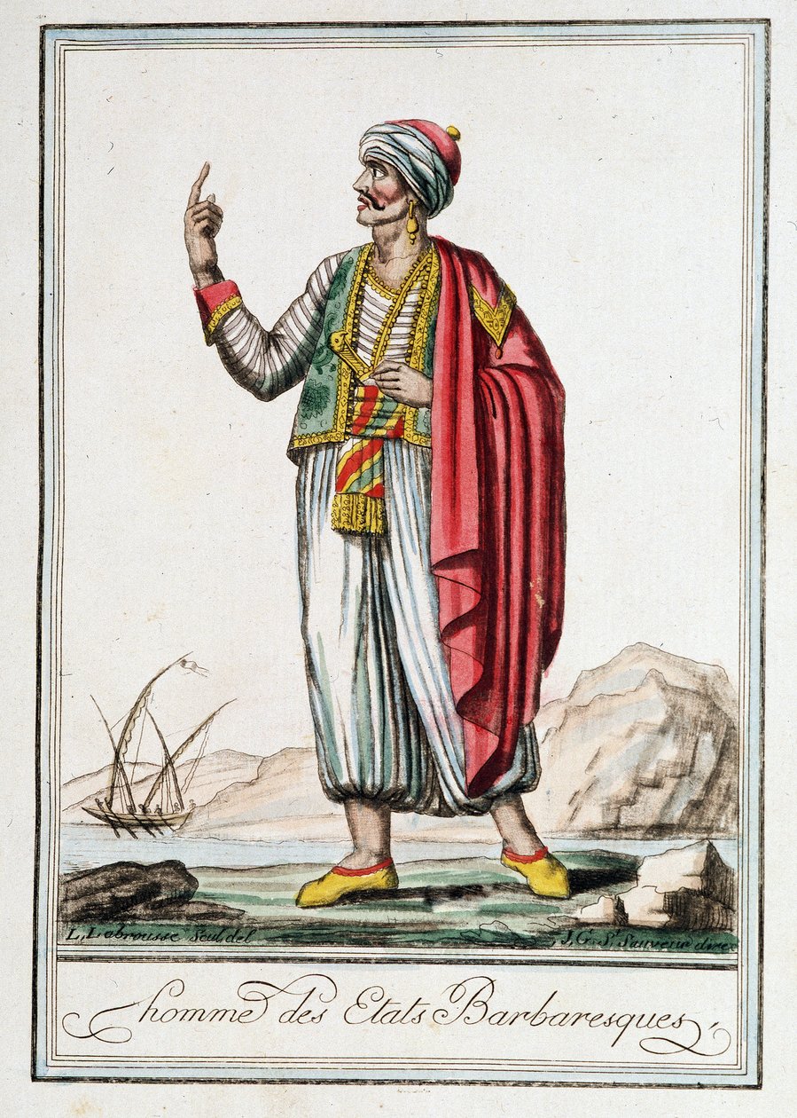 Man of the Barbarian States, “” Encyclopedie of Voyages “” by J. Grasset Saint-Sauveur (Saint Sauveur) 作者 雅克·格拉塞德·圣索维尔