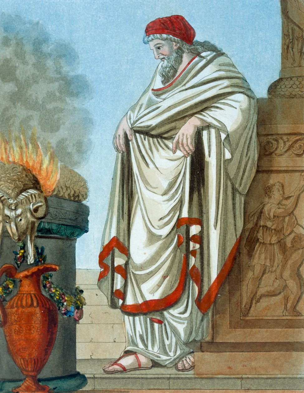 Pontifex Maximus，来自&39;L&39;Antique Rome&39;的插图，由Labrousse雕刻，于1796年出版 作者 雅克·格拉塞德·圣索维尔